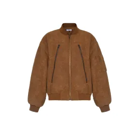 WAXED CANVAS BOMBER - CAMEL