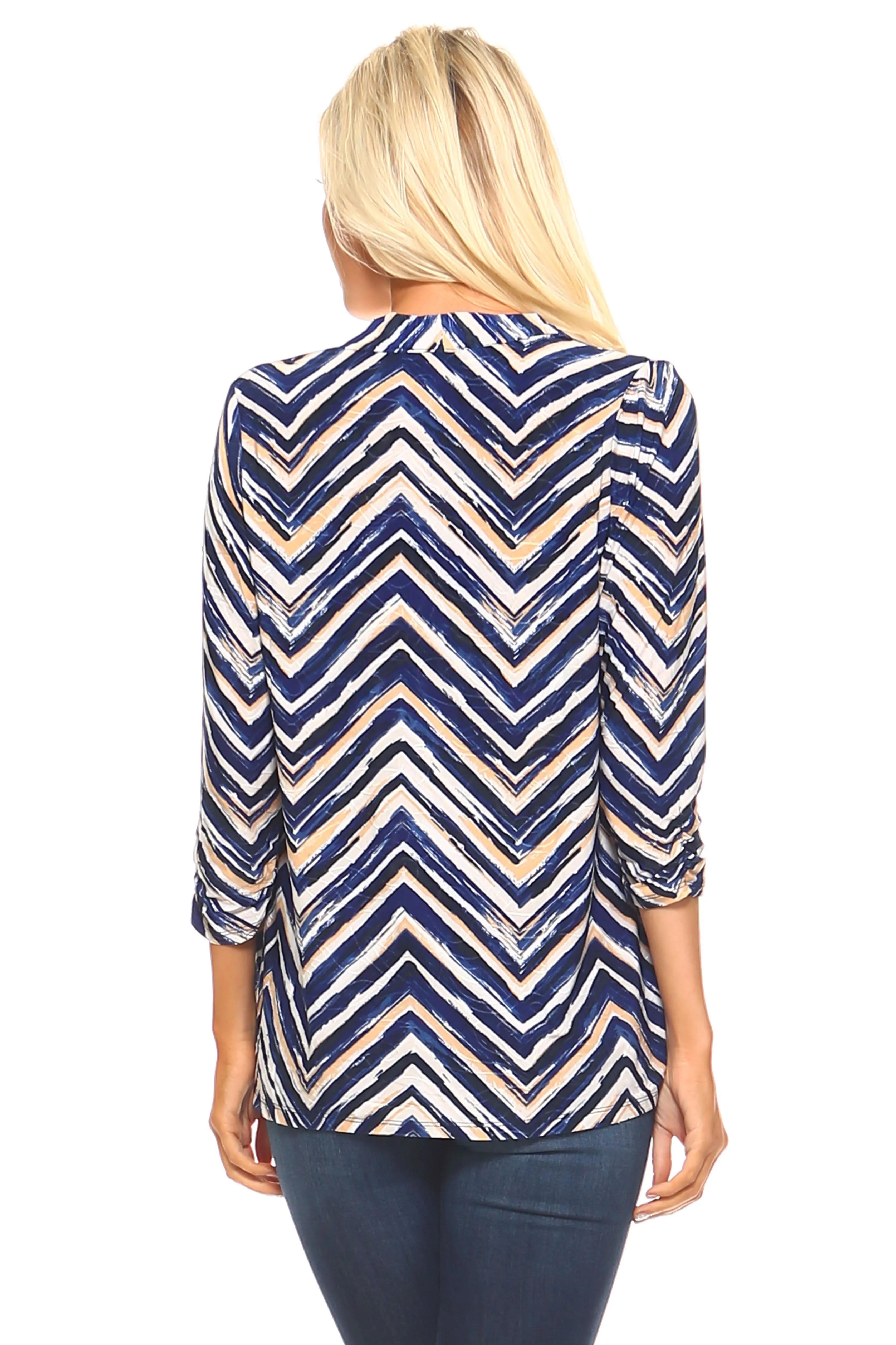 Women's 3/4 Three Quarter Zig Zag Soft Cardigan