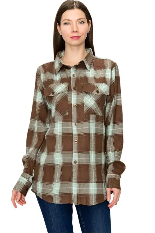 Womens Boyfriend Long Sleeve Flannel