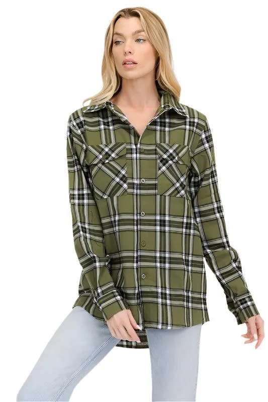 Womens Boyfriend Long Sleeve Flannel