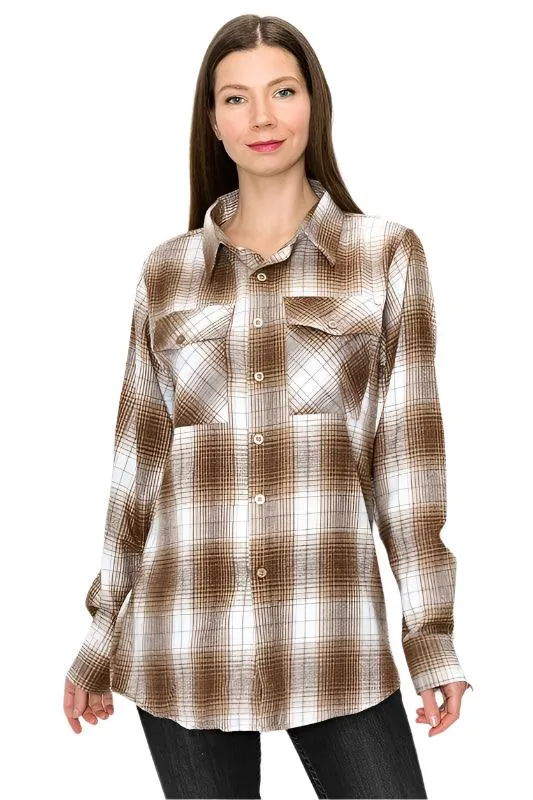 Womens Boyfriend Long Sleeve Flannel