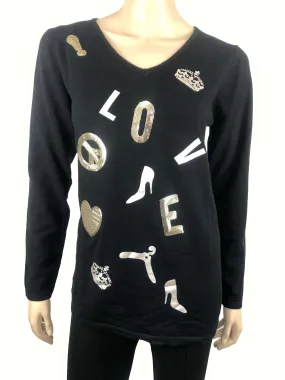 Women's Sweater Black Cool Graphic Design Quality Soft Stretch Comfort Fabric Yvonne Marie Boutiques