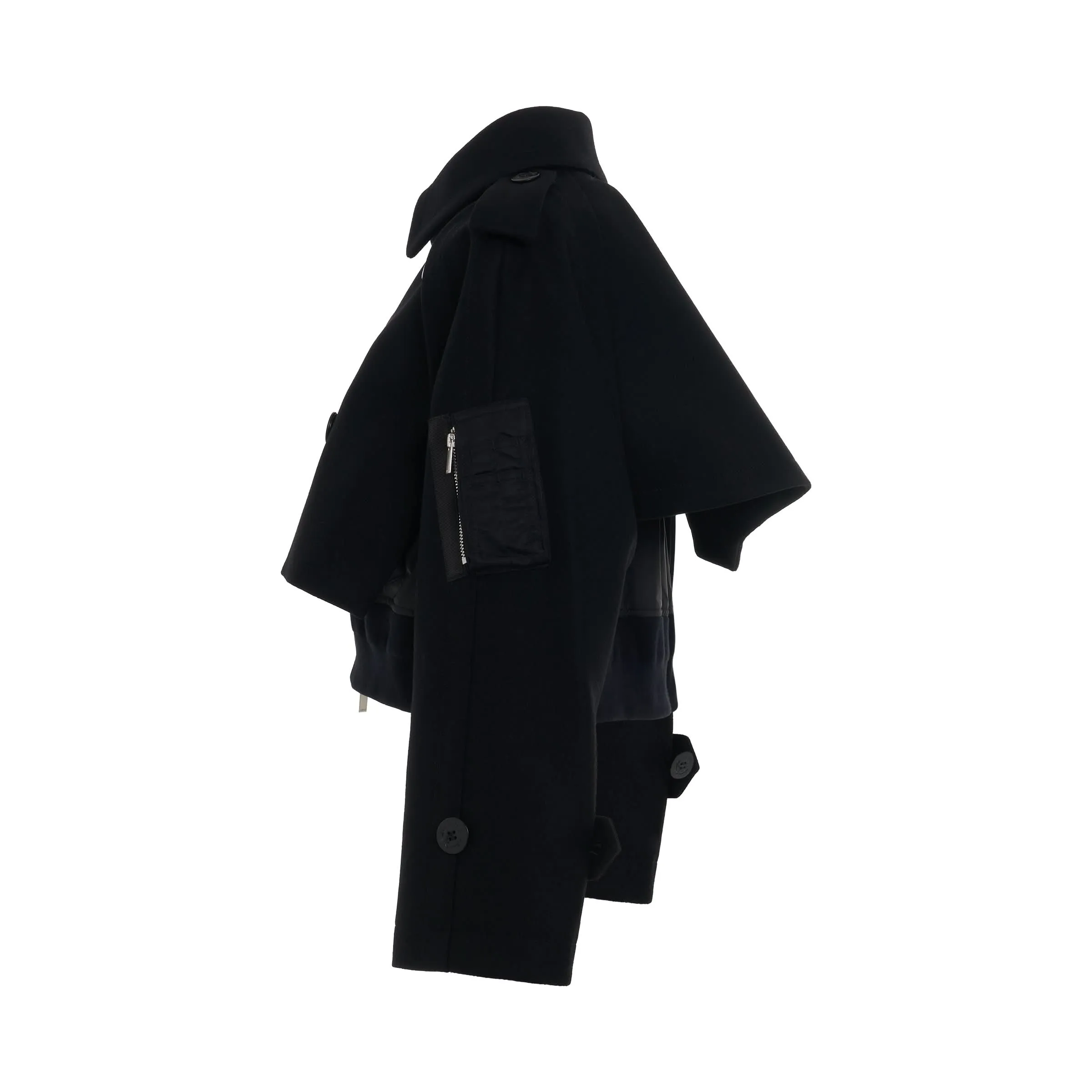 Wool Melton Mix Blouson in Black