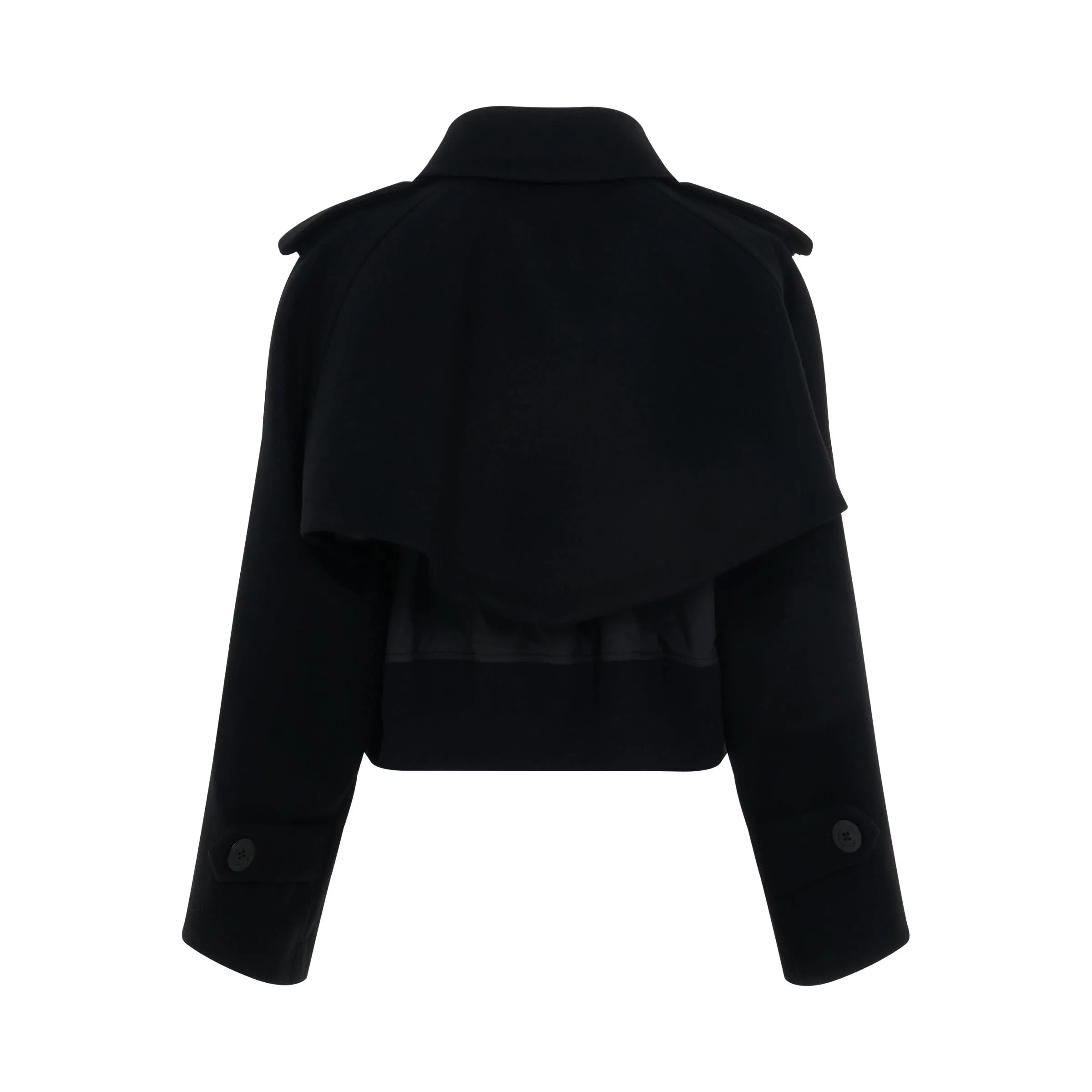 Wool Melton Mix Blouson in Black