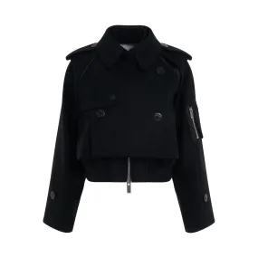 Wool Melton Mix Blouson in Black