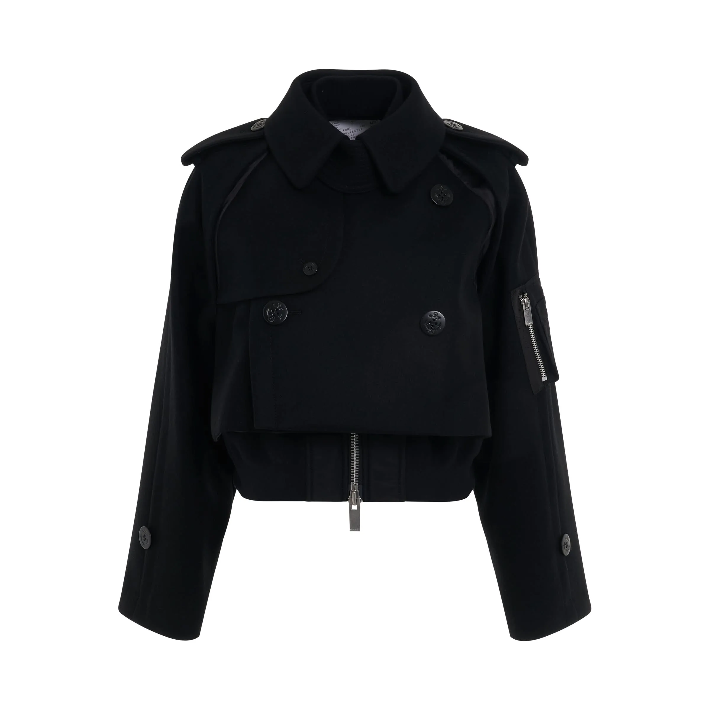 Wool Melton Mix Blouson in Black