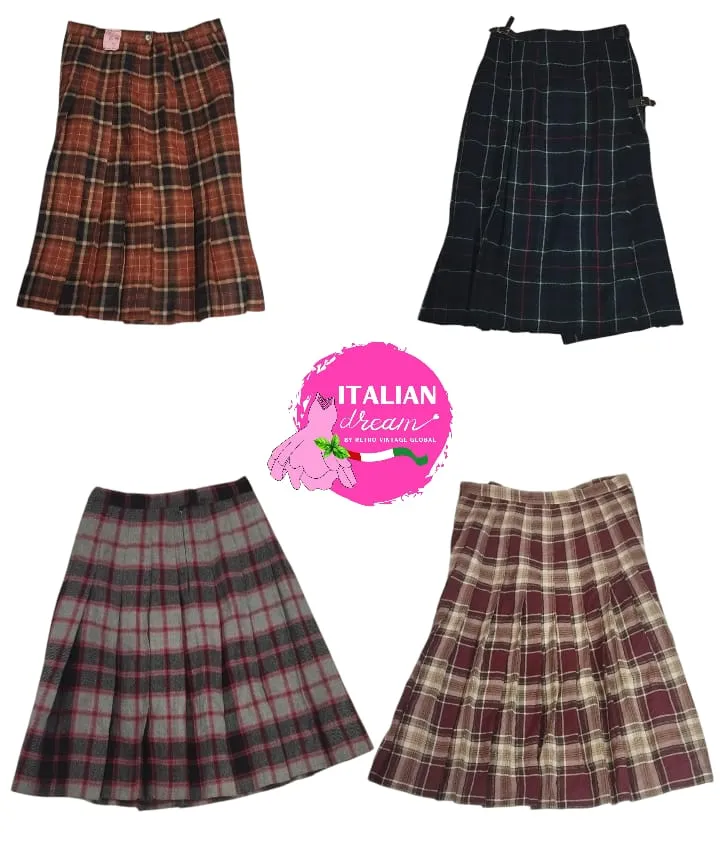 Y2K Box Pleated Wool Skirts